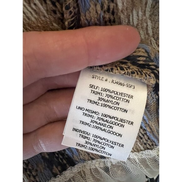 Ryu Anthropologie Boho Knit Cardigan Sweater Lace Trim Tie Front Bell Sleeve Med - Picture 10 of 10